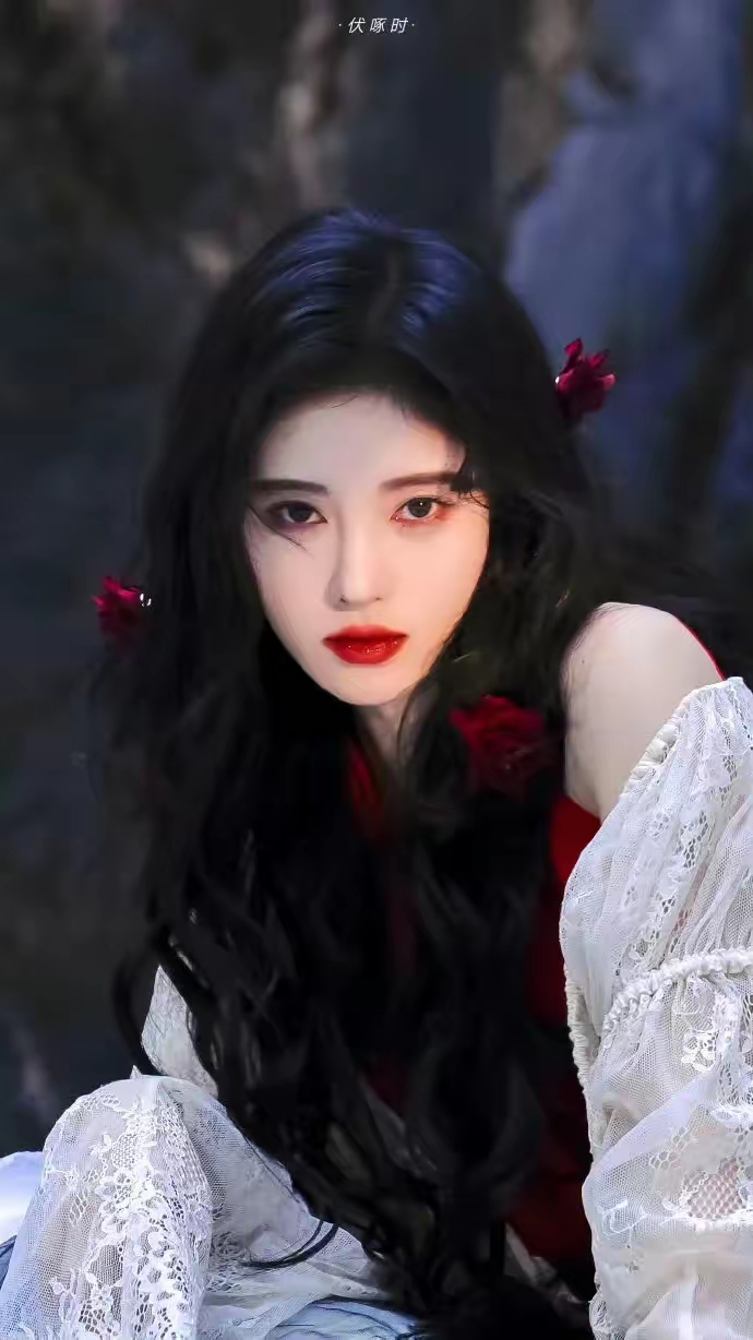 鞠婧祎雪地玫瑰壁纸插图2