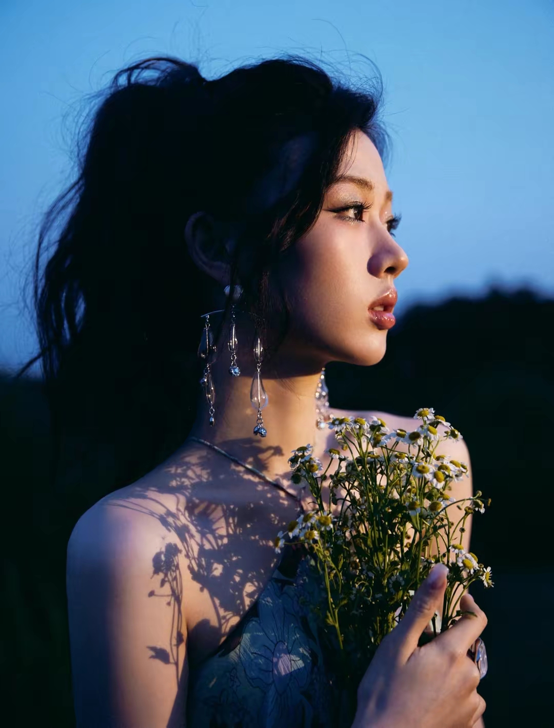 单依纯印花真丝雪纺连衣裙写真插图1