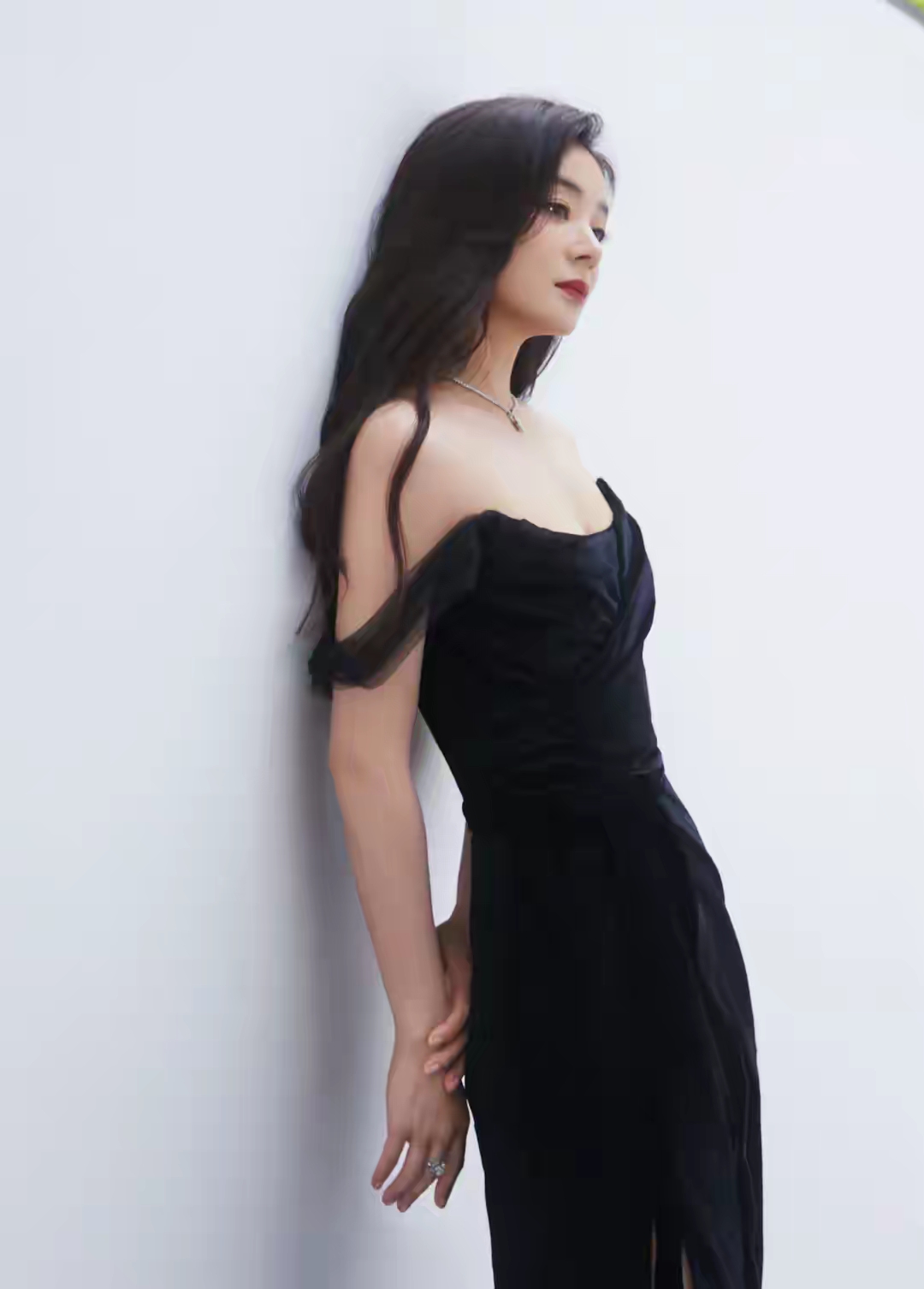 袁姗姗一字肩高开叉礼服写真插图8