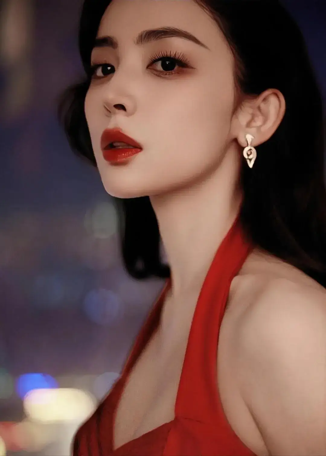 古力娜扎红裙写真插图1