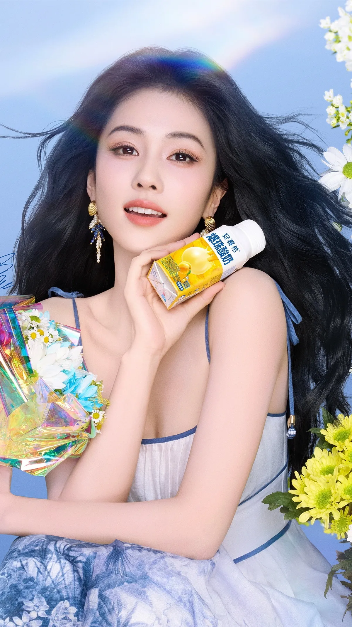 白鹿白裙子写真插图